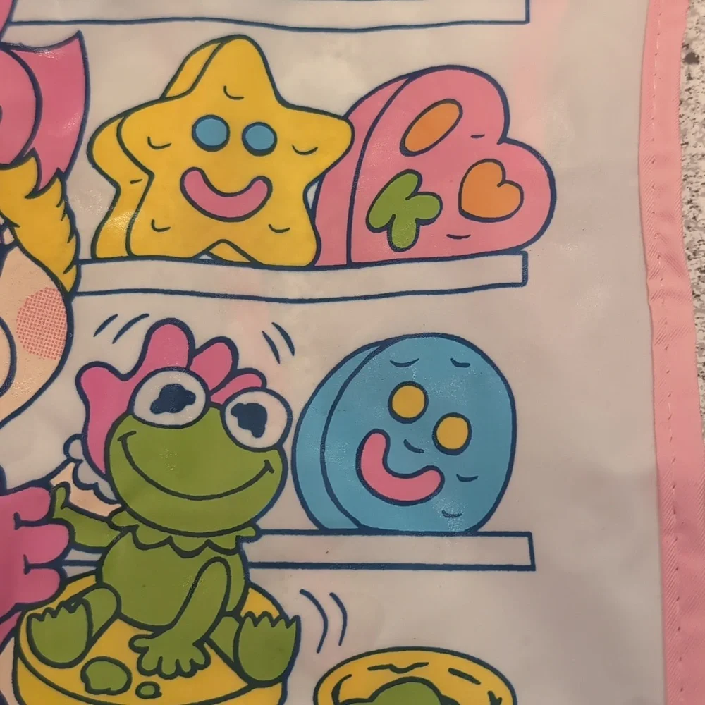 Vintage 1989 Vinyl Bib Miss Piggy And Kermit The Frog Arm Holes Food Catcher